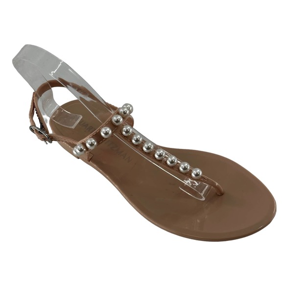 Stuart Weitzman Shoes - Stuart Weitzman Women's Pearl Embellished Jelly Sandals (Nude) - Size 8